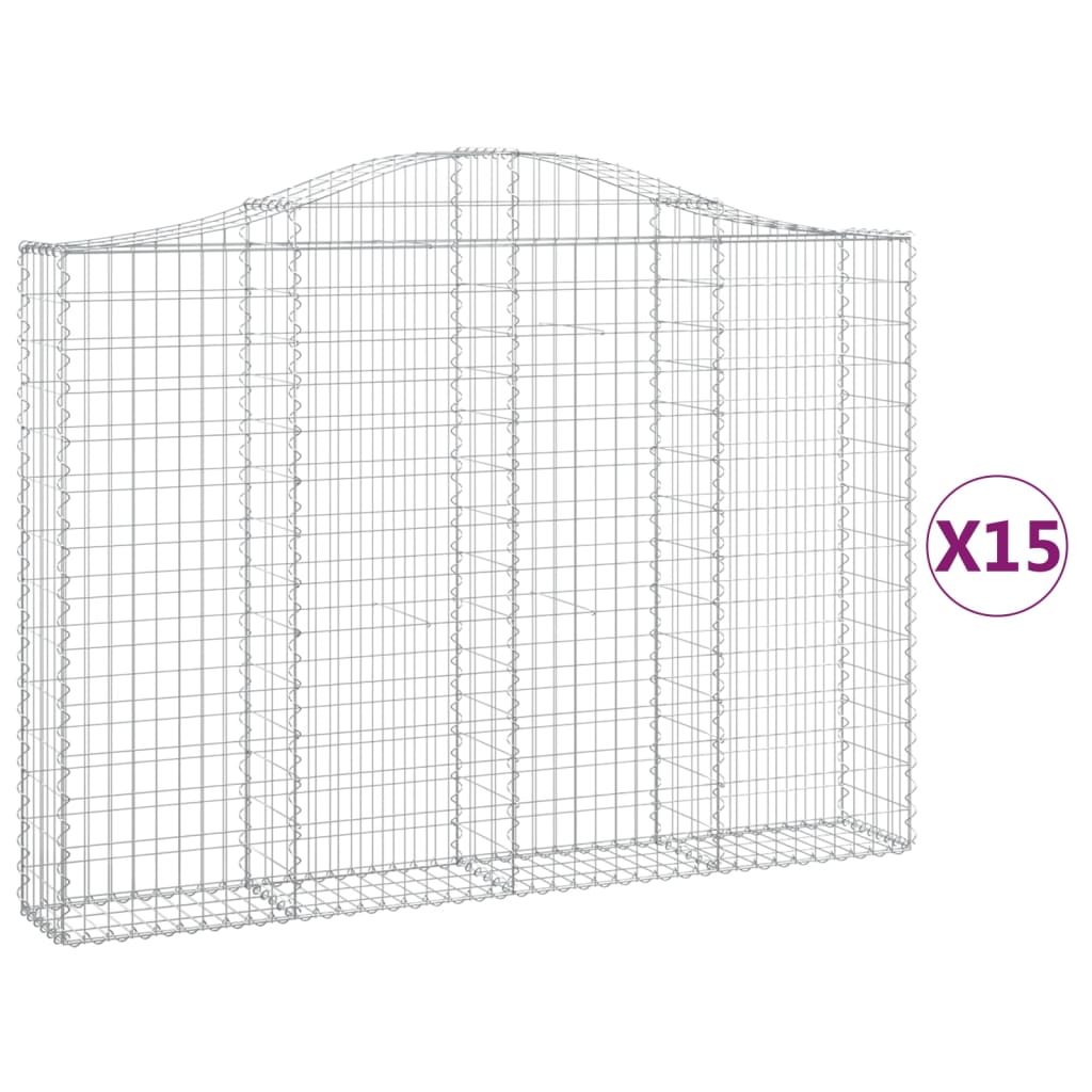15 db íves horganyzott vas gabion kosár 200x30x140/160 cm (3145485)