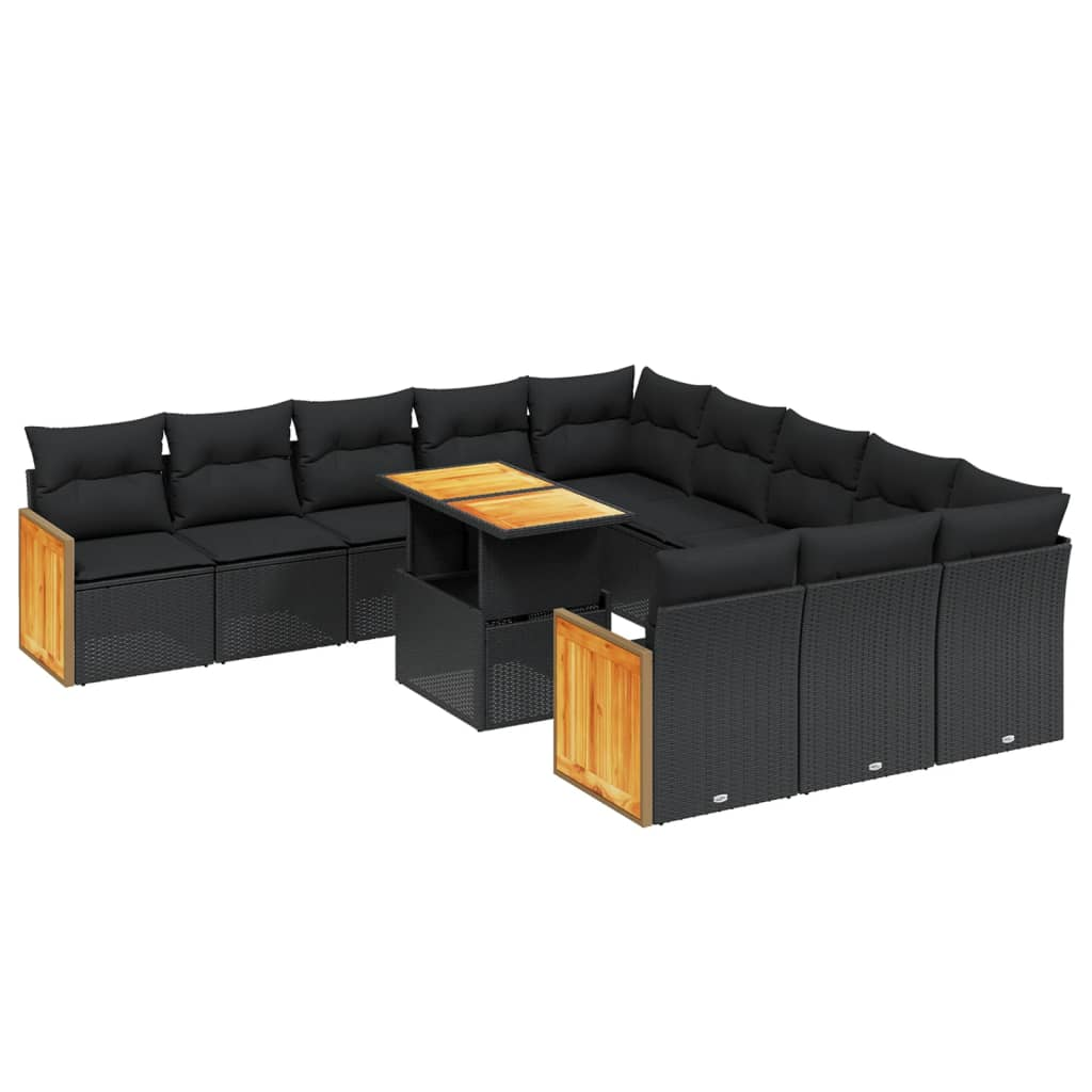 11 részes fekete polyrattan kerti ülőgarnitúra párnákkal (3274142)