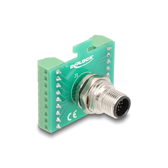 Delock M12 transzfer modul adapter 17 tűs A-kódú apa - 18 tűs sorkapocs installáláshoz (60661) (60661)