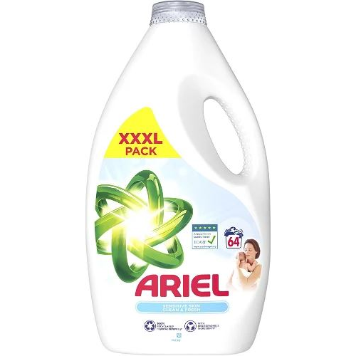 Течен перилен препарат Ariel Sensitive Skin Clean & Fresh, за 64 пранета, 3.2L