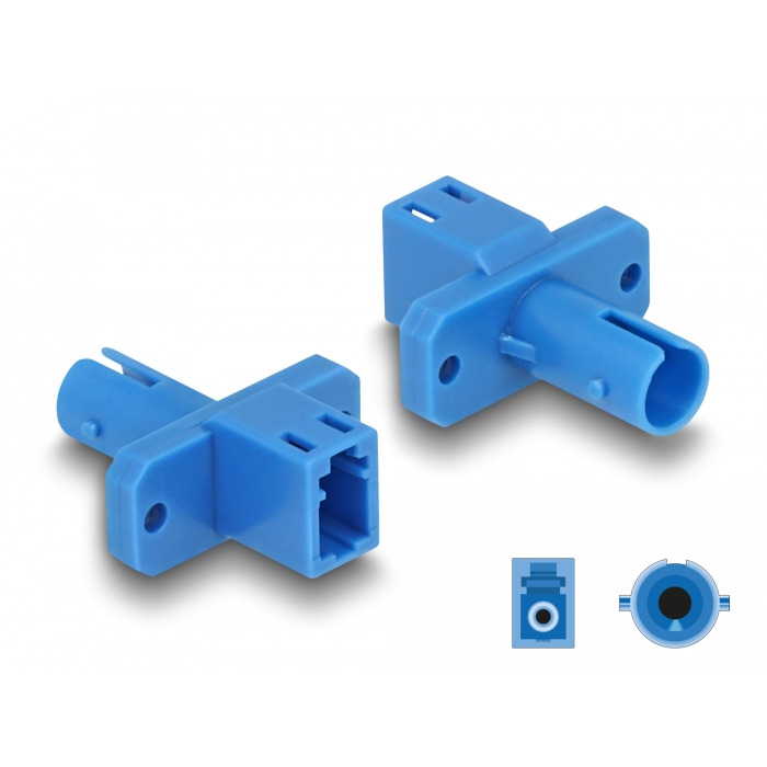 Delock Optikai szál hibrid párosító LC Simplex anya - ST Simplex anya kék (87938) (87938)