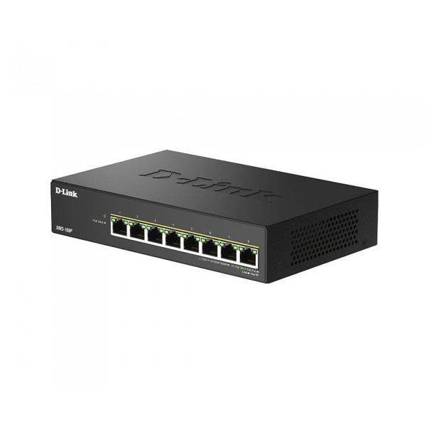 D-Link DMS-108P/E netværksswitch Ikke administreret 2.5G Ethernet (100/1000/2500) Strøm over Ethernet (PoE) Sort