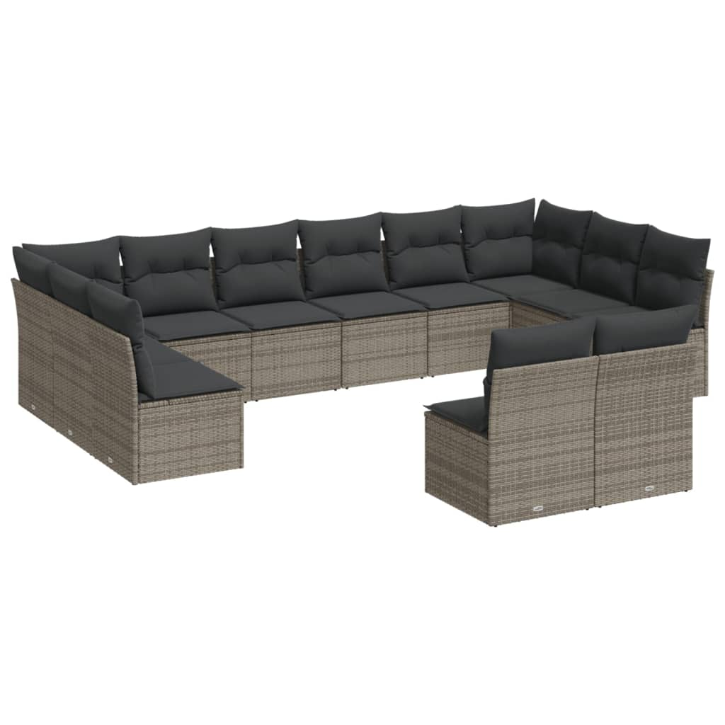 12 részes szürke polyrattan kerti ülőgarnitúra párnákkal (3250209)