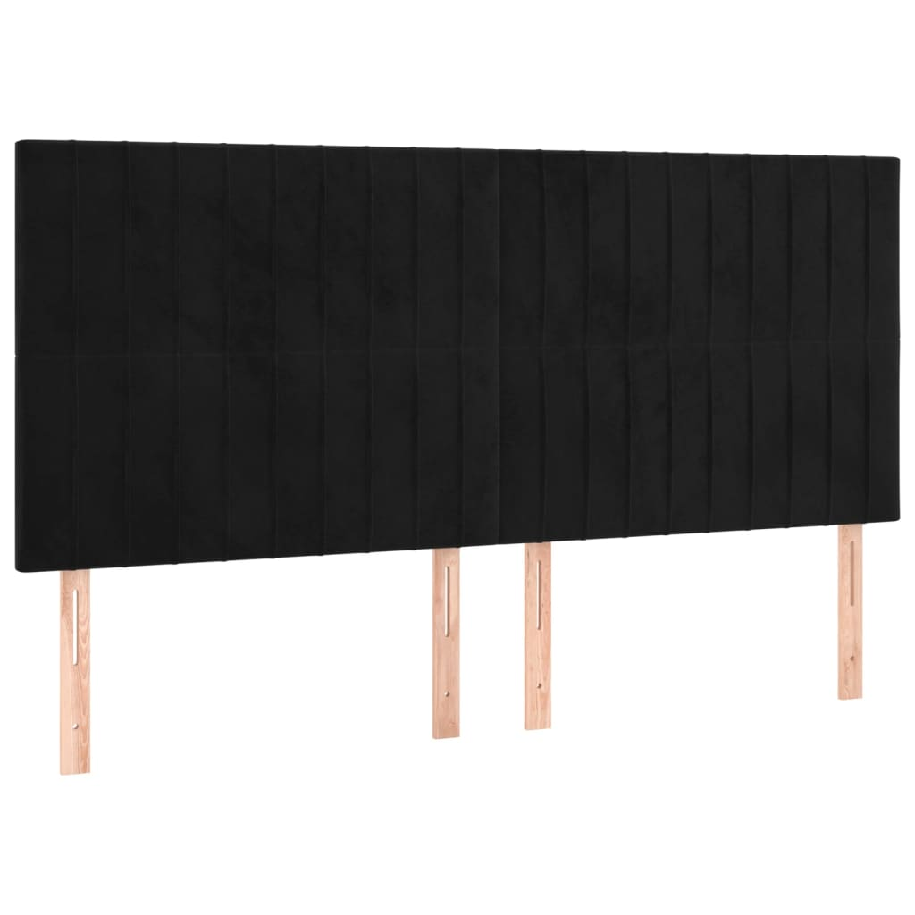 4 db fekete bársony fejtámla 90x5x78/88 cm (3116632)