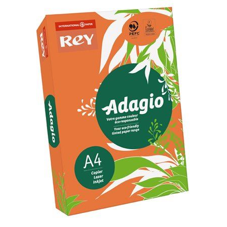Копирна хартия, цветна, A4, 80 g, REY "Adagio", наситено оранжева