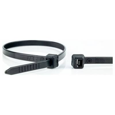 WKK 12074071 12074071 Kábelkötöző 140 mm 3.60 mm Fekete Hőstabilizált, UV stabilizált, Olajálló, Oldószerálló, Benzinálló 100 db (12074071)