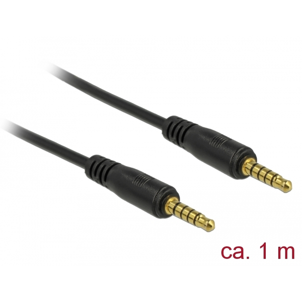 Delock Klinkenkabel 3,5 mm 5 Pin Stecker zu Stecker 1 m schwarz