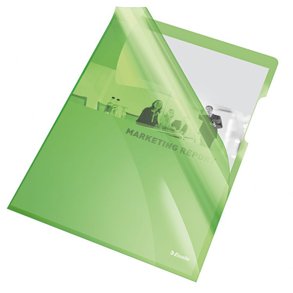 Mapa L za dokumente  A4+ 220 x 310mm clear zelena 150mic pvc