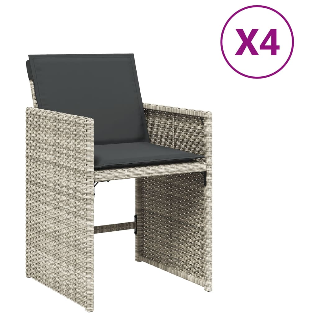 4 db világosszürke polyrattan kerti szék párnával (4007460)