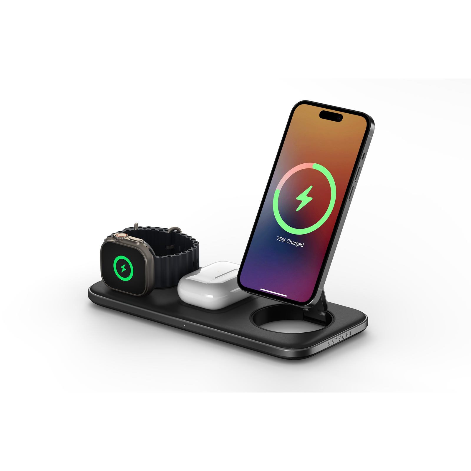 SATECHI Trio Qi2 Vezeték nélküli töltőpad szürke (ST-QTPM-EA)