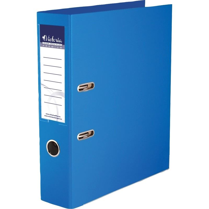 Victoria Premium iratrendező 75mm, A4, PP/PP, élvédő sínnel kék (IDIP75K) (IDIP75K)