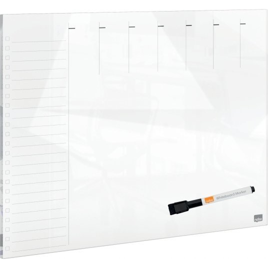 NOBO Home Tervezőtábla üveg mágneses felület heti 43x56 cm fehér