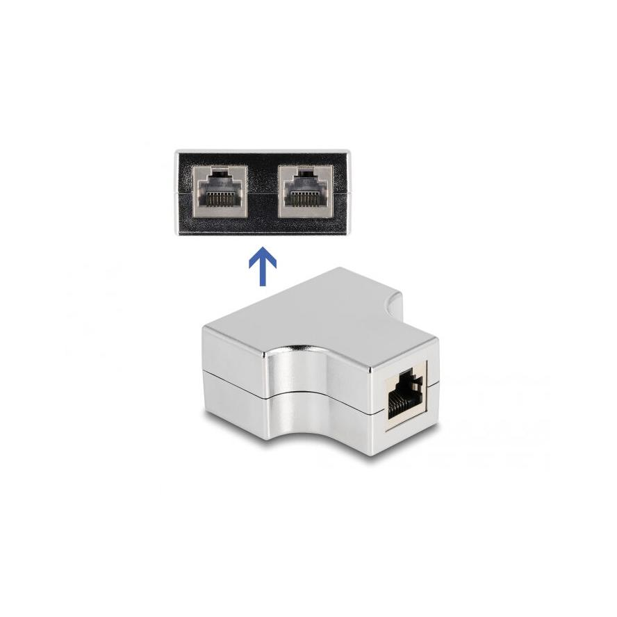 Delock RJ45 CAT5e STP -> 2db RJ45 CAT5e STP F/F splitter fém (87860)