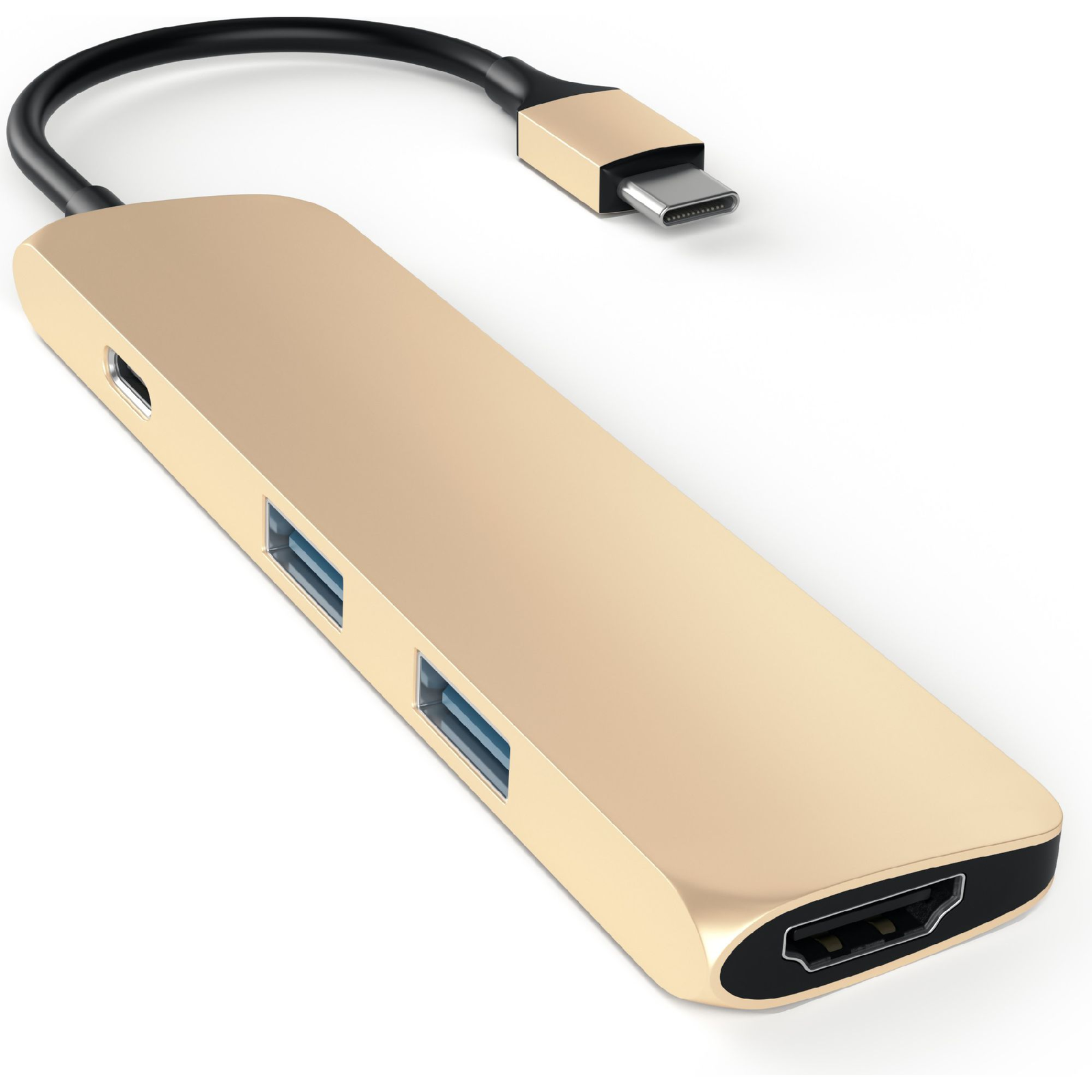 Satechi Aluminum SLIM TYPE-C MultiPort Adapter (HDMI 4K,PassThroughCharging,2x USB 3.0) arany (ST-CMAG) (ST-CMAG)