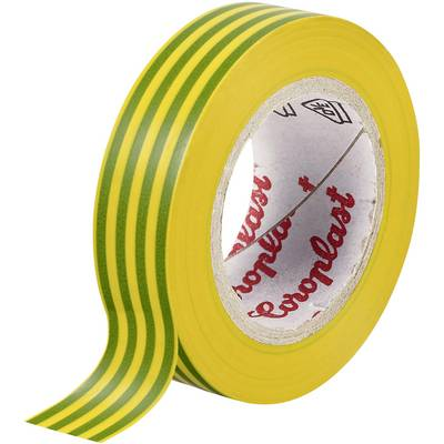 PVC elektromos szigetelő szalag (H x Sz) 25 m x 15 mm, zöld/Sárga PVC 302 Coroplast, tartalom: 1 tekercs (302-25-GN)