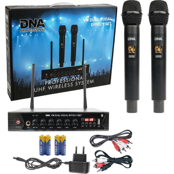 Mikrofon DNA DNA VM DUAL VOCAL EFFECT SET mikrofon bezprzewodowy 2x nadajnik doręczny system nagłośnienia 518-542 MHz USB Bluetooth