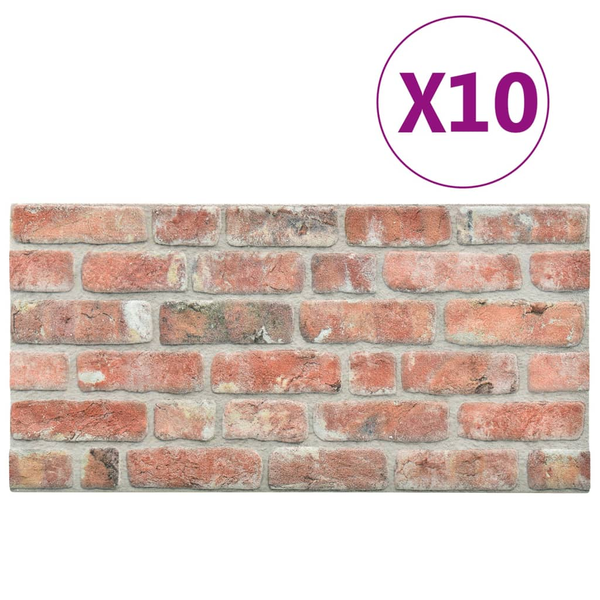 Комплект Стенни 3D панели vidaXL, с дизайн на червени тухли, 10 бр, EPS