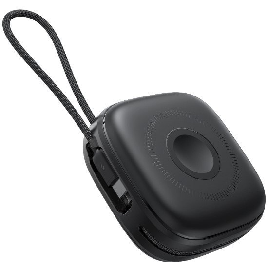 Swissten 22013935 Powerbank integrált kábellel USB-C + Lightning + Wireless / 10000 mAh 38.5W - Fekete (8595217490543)