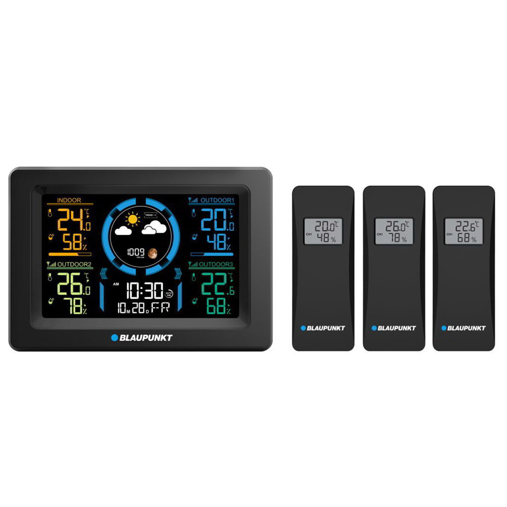 Blaupunkt WS40BK LCD Időjárás állomás 3 külső szenzorral (RTVBLWS005)