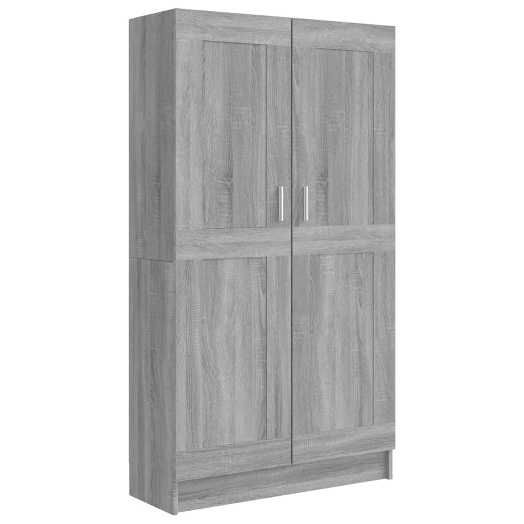 szürke sonoma színű szerelt fa könyvszekrény 82,5x30,5x150 cm (815613)