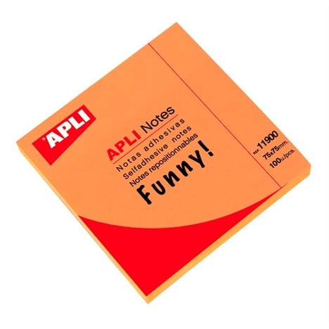 Apli 75x75mm újrahasznosított jegyzettömb - Neon narancssárga (100 lap / tömb) (11900)