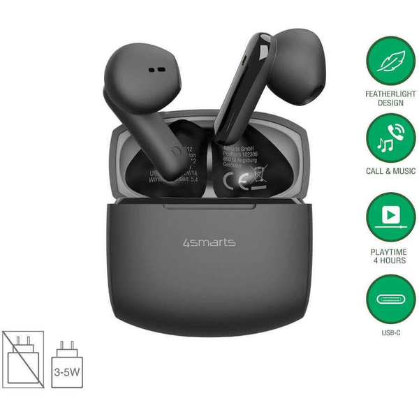 Căști fără fir 4smarts SkyBuds Air, negru
