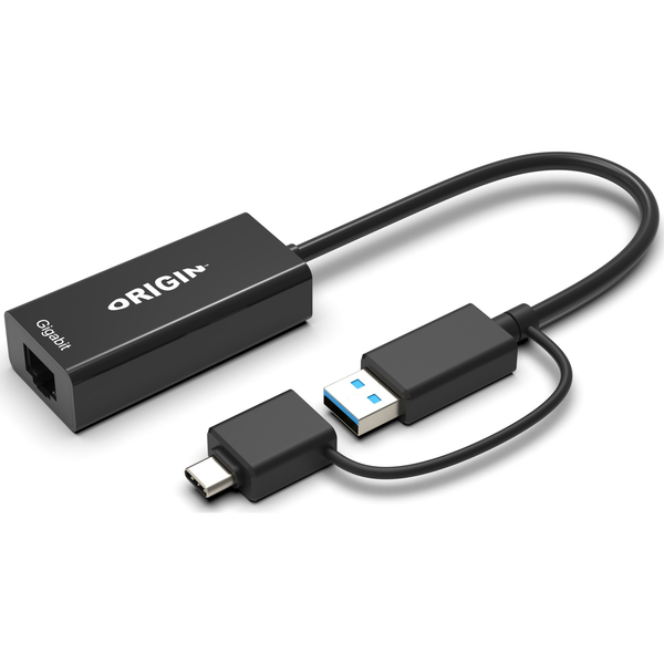 Origin Storage OS-HUB-USB3/C-RJ45 tussenstuk voor kabels USB3.0/USB-C Zwart