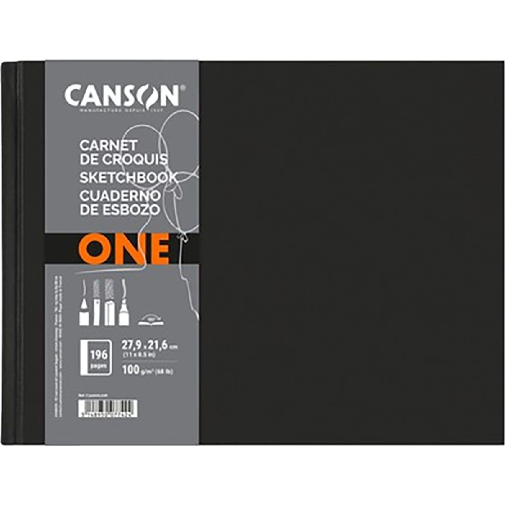 Canson One 196 lapos 27,9x21,6 cm fekvő tájolású Sima rajzpapírfüzet - Fekete (C31200L026)
