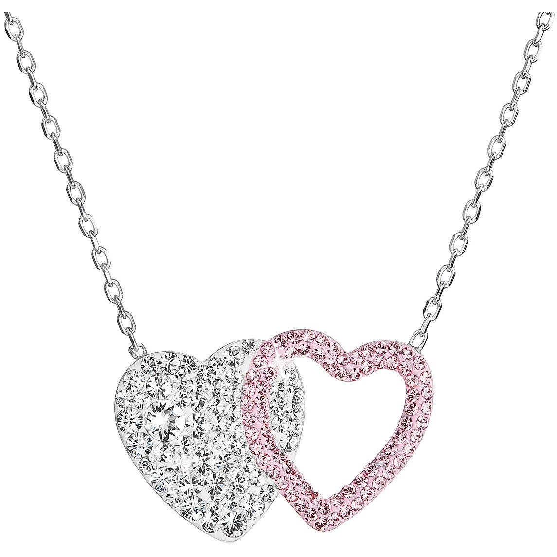 EVOLUTION GROUP 32079.3 crystal rose dupla szív, Swarovski kristályokkal (Ag, 925/1000, 2,5 g) (8590962322354)