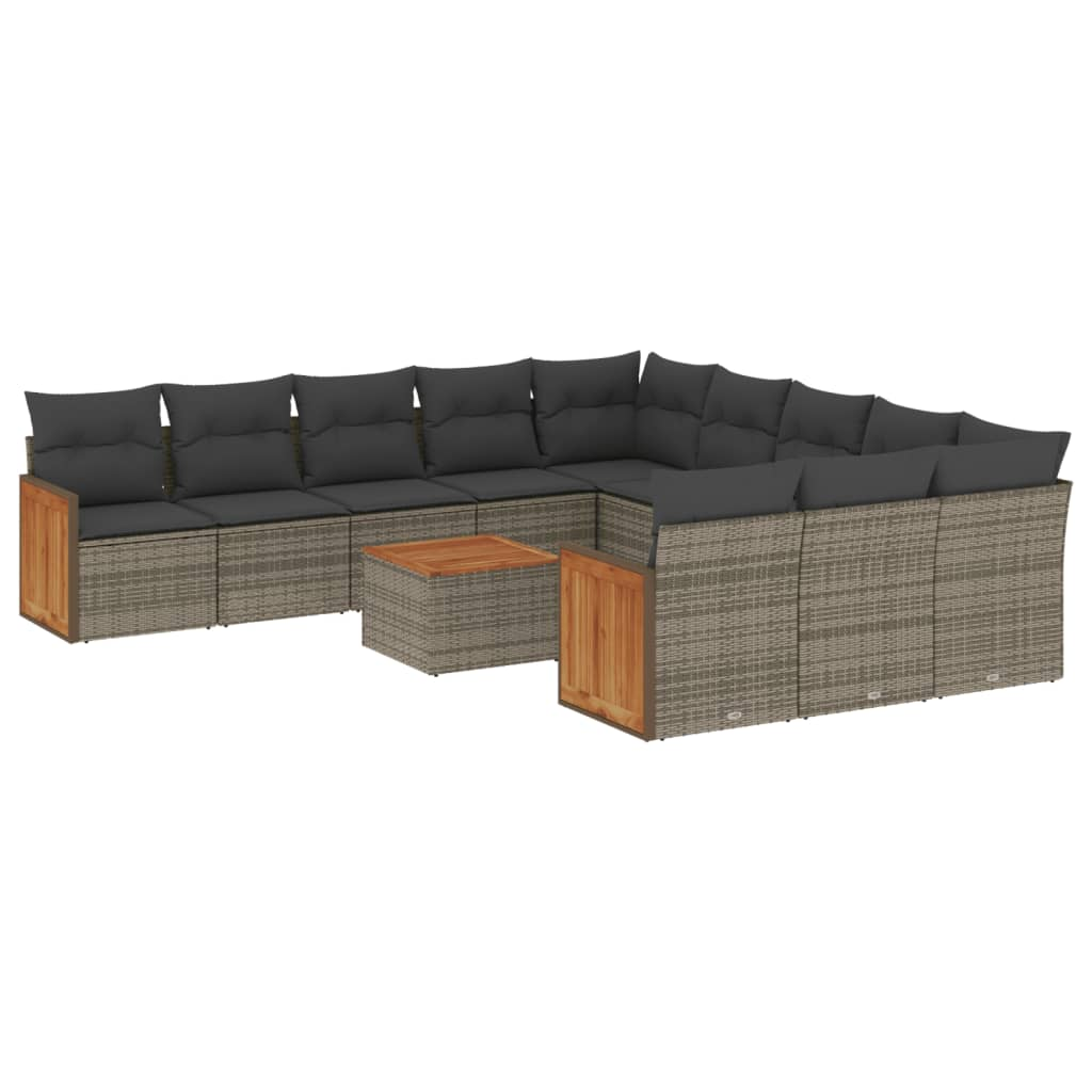 12 részes szürke polyrattan kerti ülőgarnitúra párnákkal (3260520)