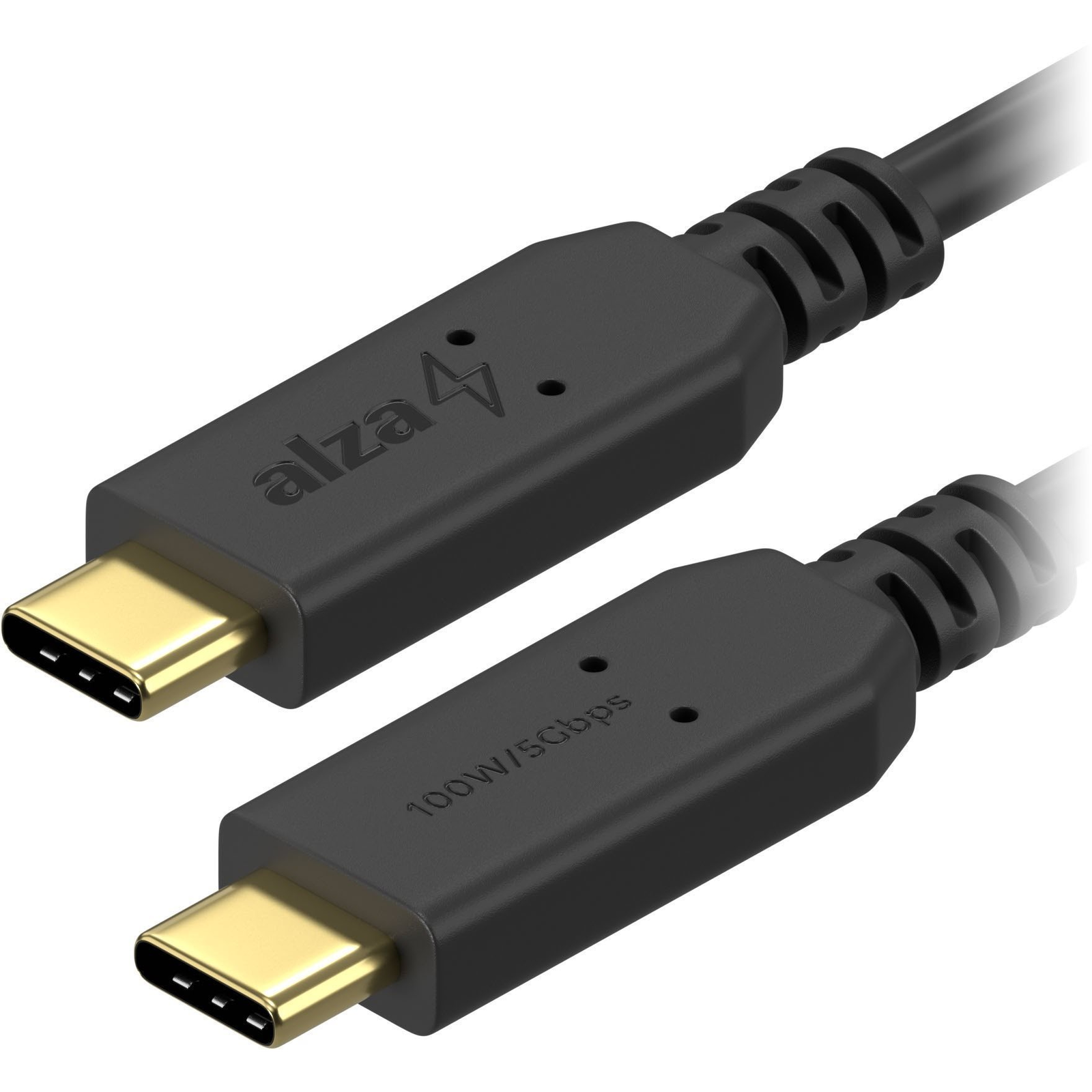 AlzaPower Core USB-C to USB-C 3.2 Gen 1 100W 0.15m, fekete (APW-CBTC3001B)