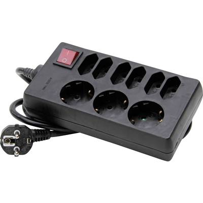 Kopp 129805005 Elosztó kapcsolóval 9 részes Fekete Védőérintkezős 1 db (129805005)