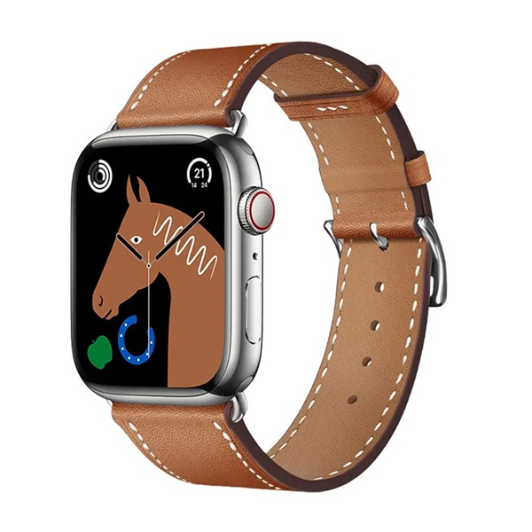 Hoco WA17 pótszíj (egyedi méret, kicsi, szilikon, bőr hatású, állítható) BARNA Apple Watch Series 10 42mm / Watch Series 9 41mm / Watch Series 8 41mm (WA17_BR)