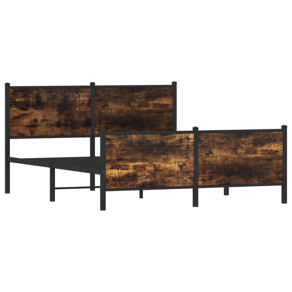 füstös tölgy színű fém ágykeret matrac nélkül 140 x 190 cm (3301351)