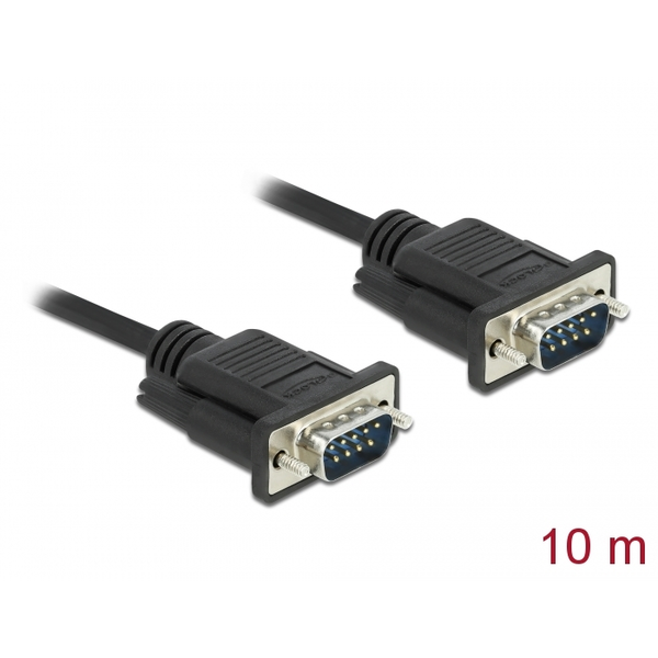 Delock RS-232 Kabel Seriell D-Sub 9 Stecker zu Stecker mit schmalem Steckergehäuse 10 m