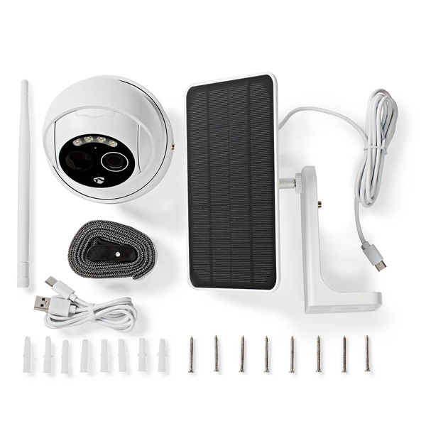 Камера за наблюдение Nedis Smartlife Full HD 1080p, двойно аудио, за открито Ip65, Wifi връзка, включва соларен панел