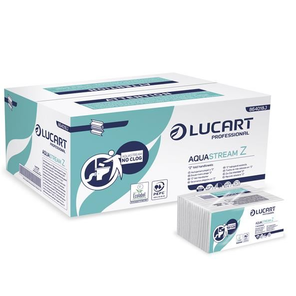 Lucart Aquastream kéztörlő Z hajtogatott fehér (864018)