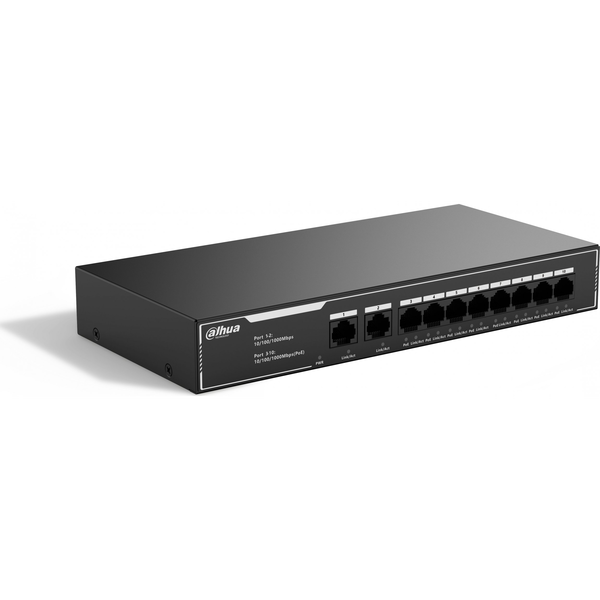 Dahua Technology PoE SG1010LP Неуправляем L2 Gigabit Ethernet (10/100/1000) Захранване по Ethernet (PoE) Черен