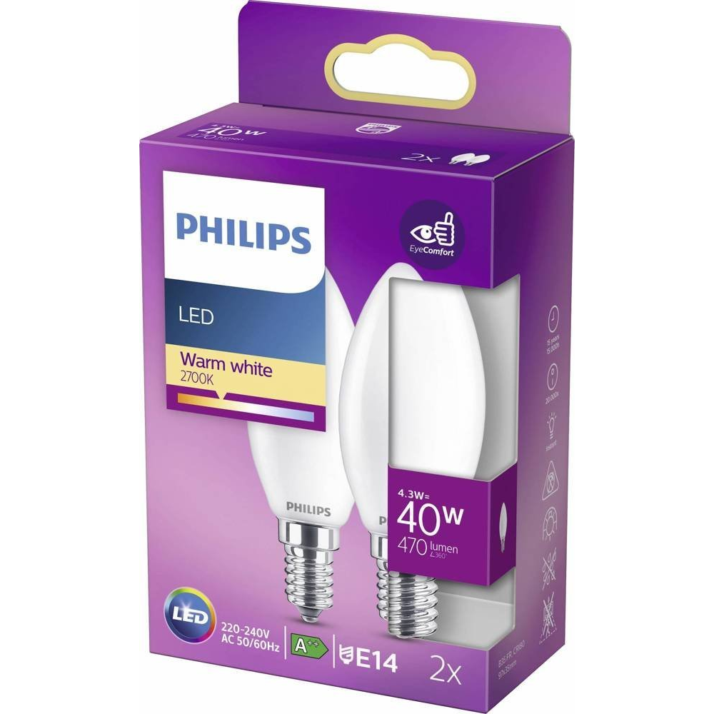 Philips 8718699777692 LED lámpa Meleg fehér 2700 K 4,3 W E14 F (8718699777692)
