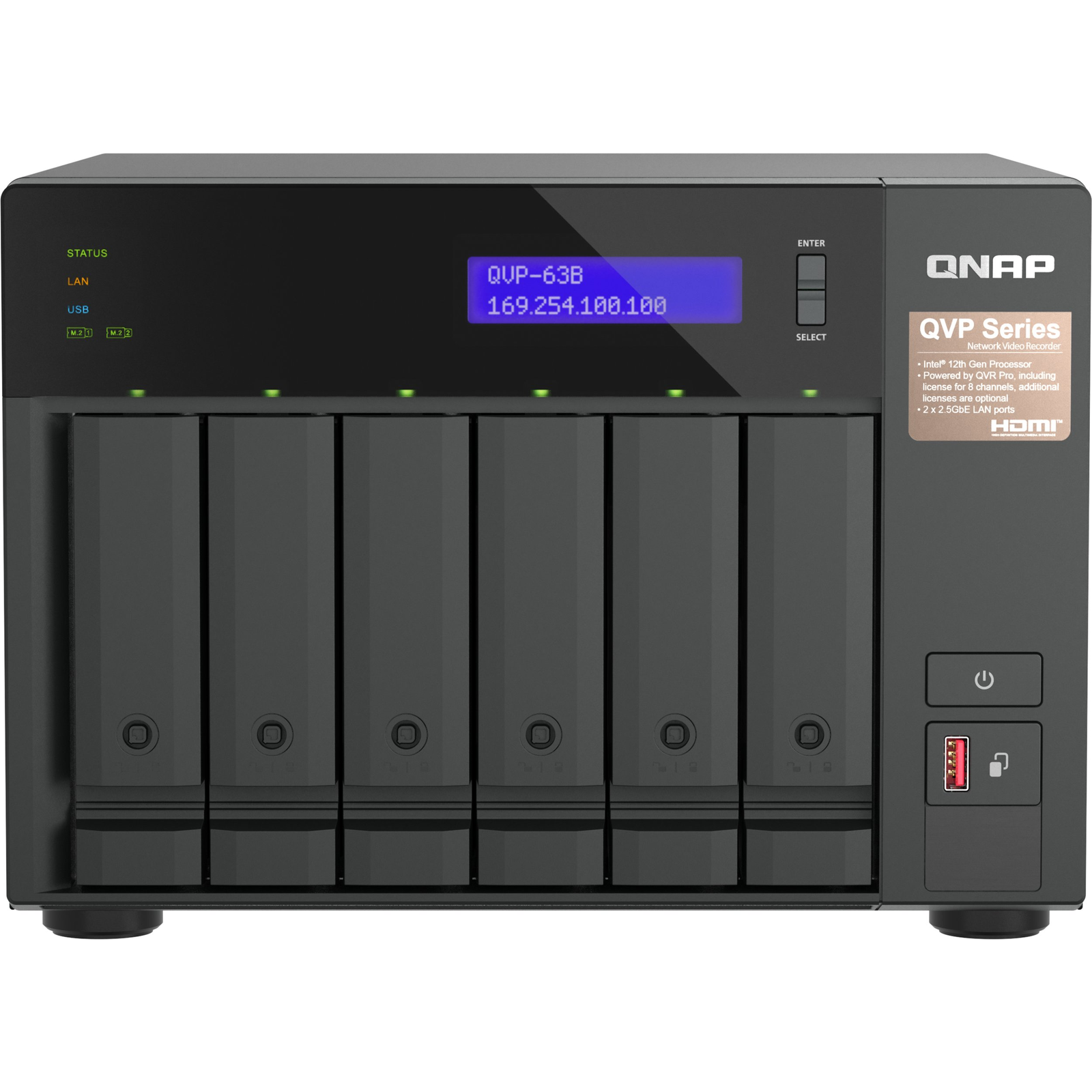 QNAP QVP-63B úložný server NAS Tower Intel® Core™ i3 16 GB DDR4 0 TB Čierna