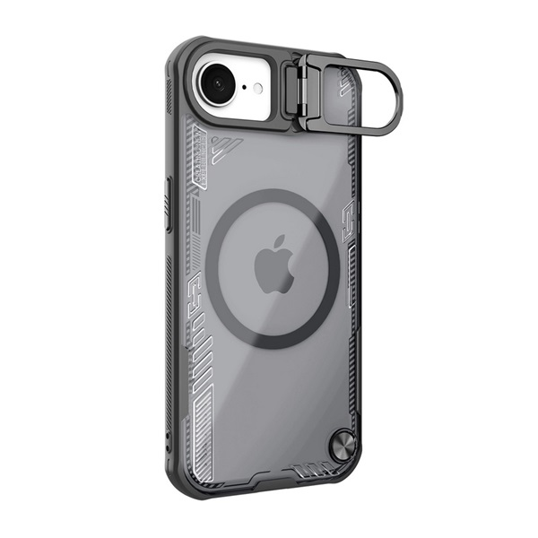 Nillkin ICEBLADE PROP szilikon telefonvédő (ütésállóság, kitámasztó, MagSafe) FEKETE Apple iPhone 16e (GP-170314)