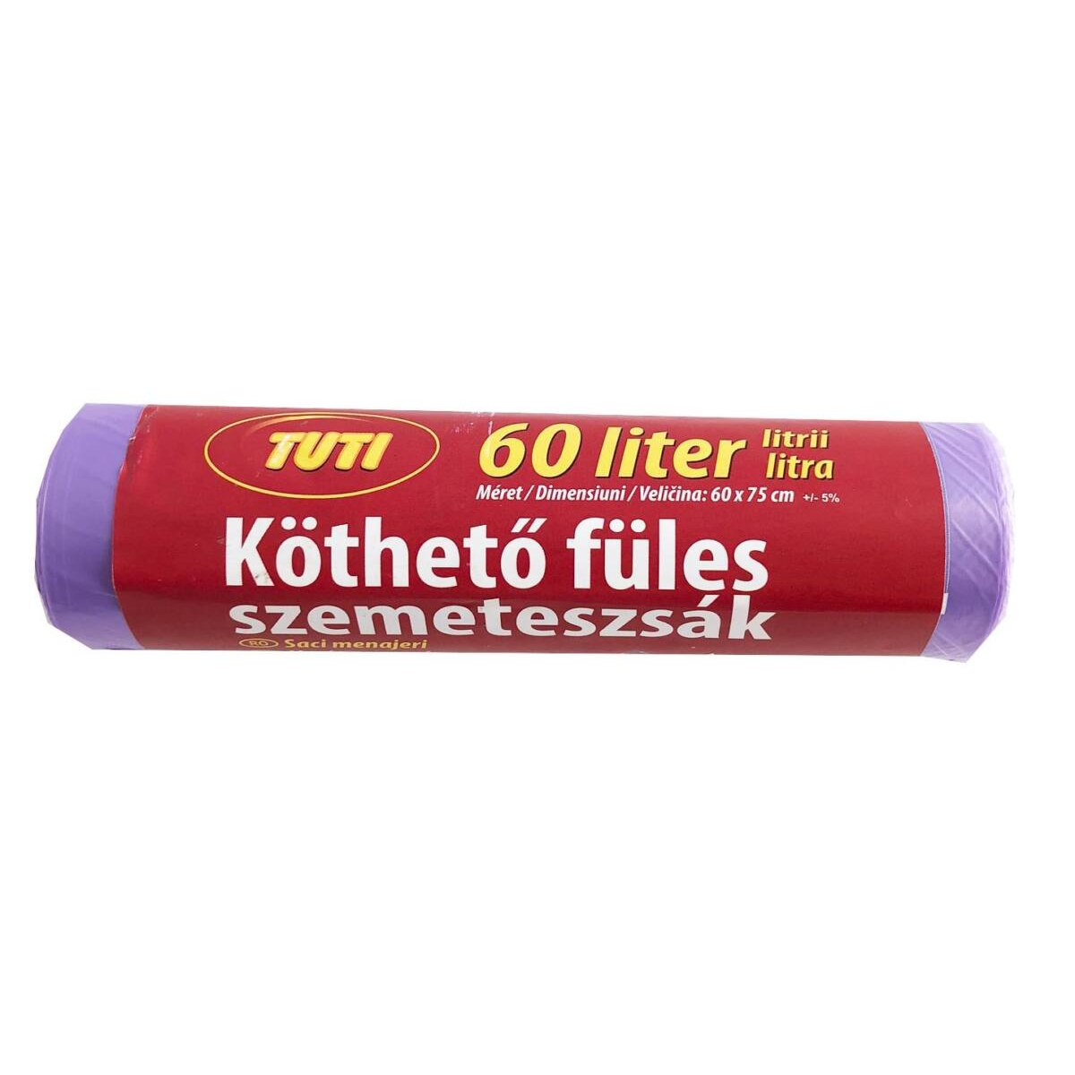 Tuti Köthető füles szemeteszsák 60 l (16 db / tekercs) - Lila (5999886927325)