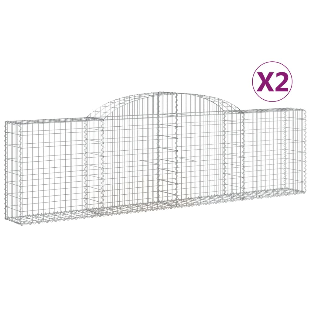 2 db íves horganyzott vas gabion kosár 300x30x80/100 cm (3146503)