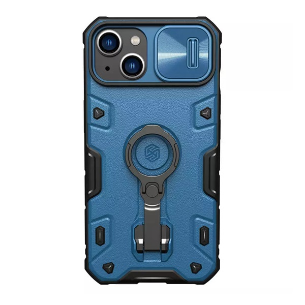 Nillkin CAMSHIELD ARMOR PRO defender szilikon telefonvédő (ütésállóság, tartógyűrű) SÖTÉTKÉK Apple iPhone 14 (GP-134585)