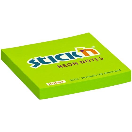 STICK´N 76 x 76 mm, neon, zöld, 100 lap (21167)