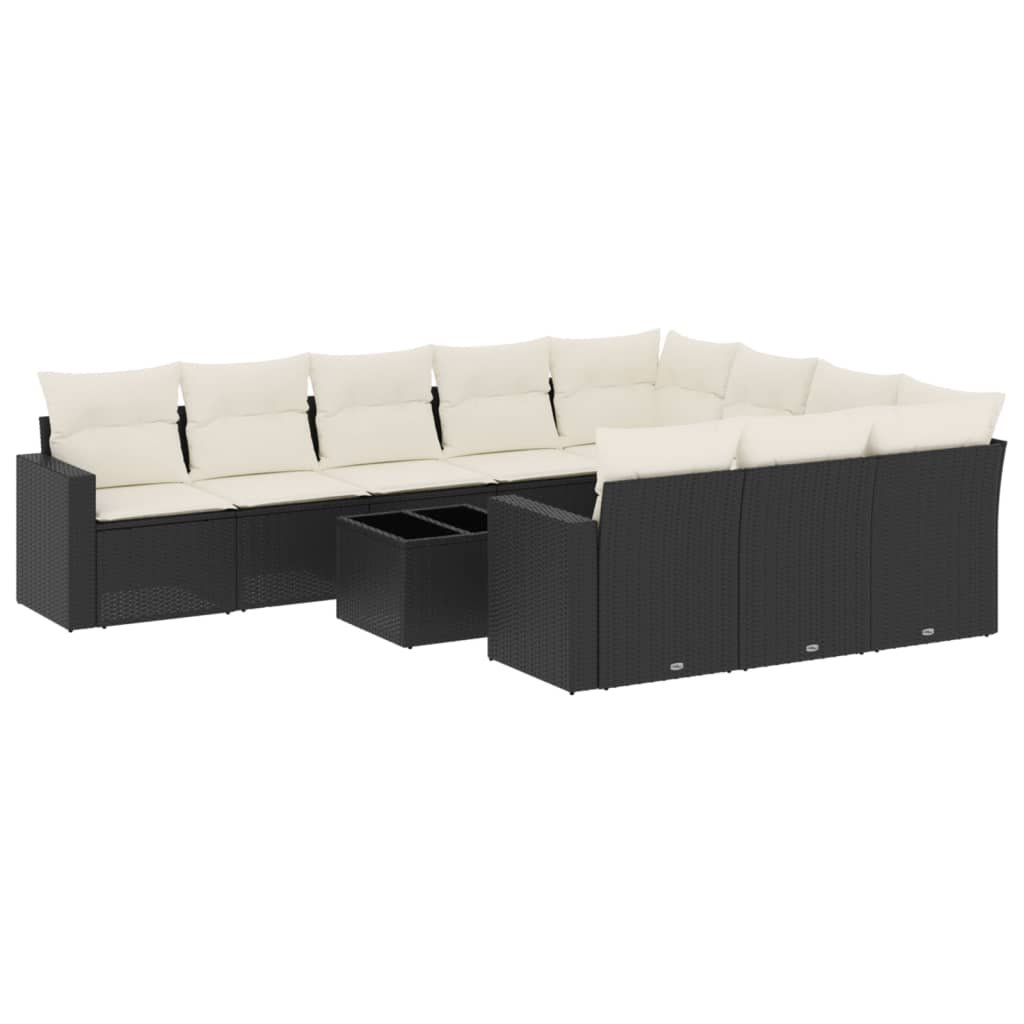 11 részes fekete polyrattan kerti ülőgarnitúra párnákkal (3251833)