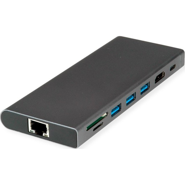 Value USB-C® dokkoló állomás Alkalmas (márka): univerzálny Beépített kártyaolvasóval, USB-C® tápellátás