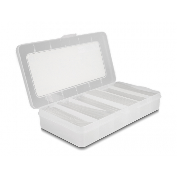 Delock 196 db. áttetsző, 2:1 zsugorodási arányú hőre zsugorodó tömlő rekeszes tároló dobozban (20863) (20863)