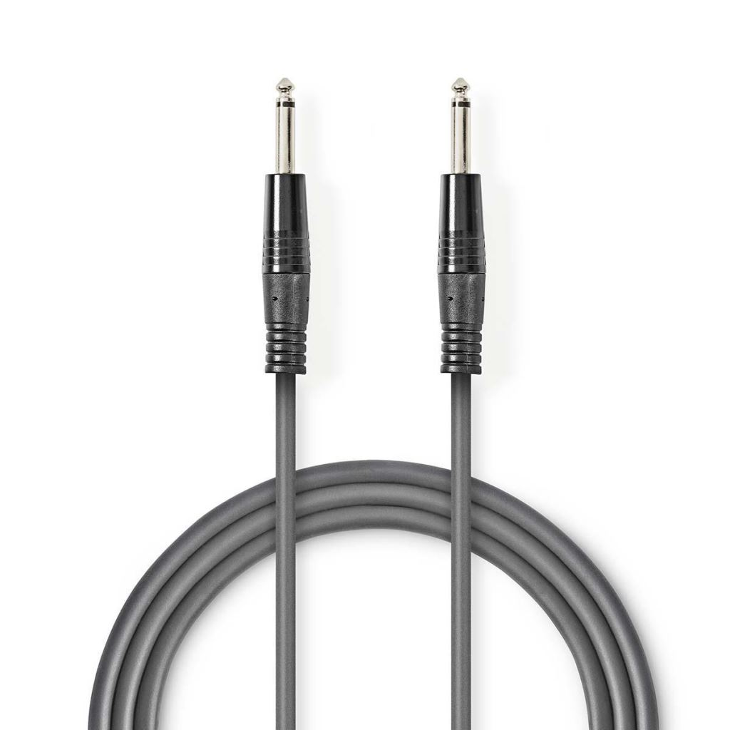 Nedis 6.35 mm Dugasz x2, PVC, nikkelezett, mono audio kábel, 3m (COTH23000GY30) (COTH23000GY30)