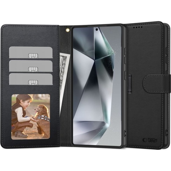 Flipové pouzdro Tech-protect pro Samsung Galaxy S25, černé
